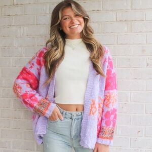 Oversized floral cardigan inspired by Free People Gather me Close cardigan S